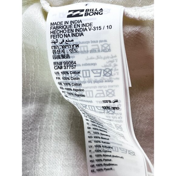 Billabong Women's Wrap Top Ivory M 3/4 Bell Sleeve Boho - Picture 7 of 7